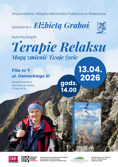 Grafika promująca spotkanie z Elżbietą Graboś